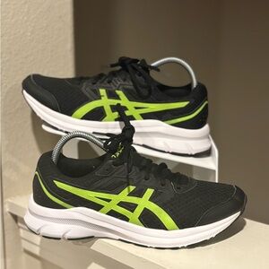 Asics Jolt 3 Black Green Running Shoes Sneakers 1014A203 Mens Sz 7